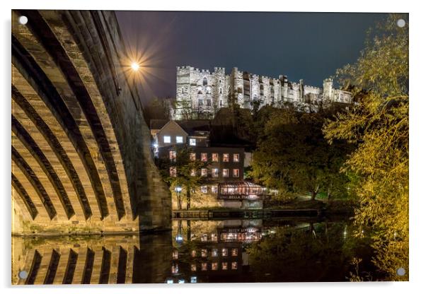 Durham castle by night Acrylic by Gary Finnigan