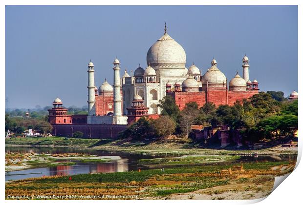 Taj Mahal With River and Reflection Agra India Print by William Perry
