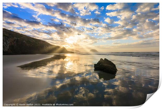 Sunrise over Allan's Beach Print by Kevin Hellon