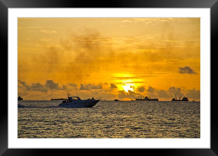 sunset in Vilingili Framed Mounted Print by Hassan Najmy