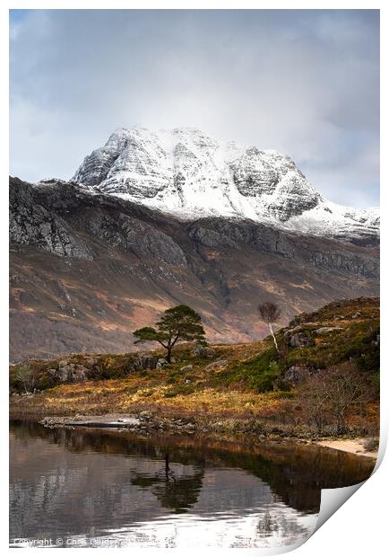 Slioch, Scots pine and Birch Print by Chris Lauder
