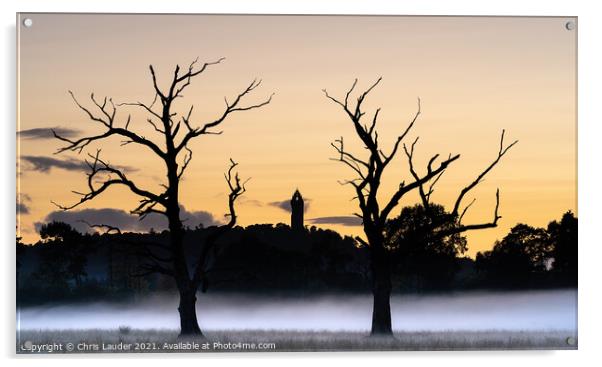 Wallace Monument sunset Acrylic by Chris Lauder