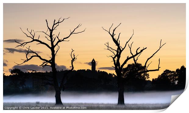 Wallace Monument sunset Print by Chris Lauder