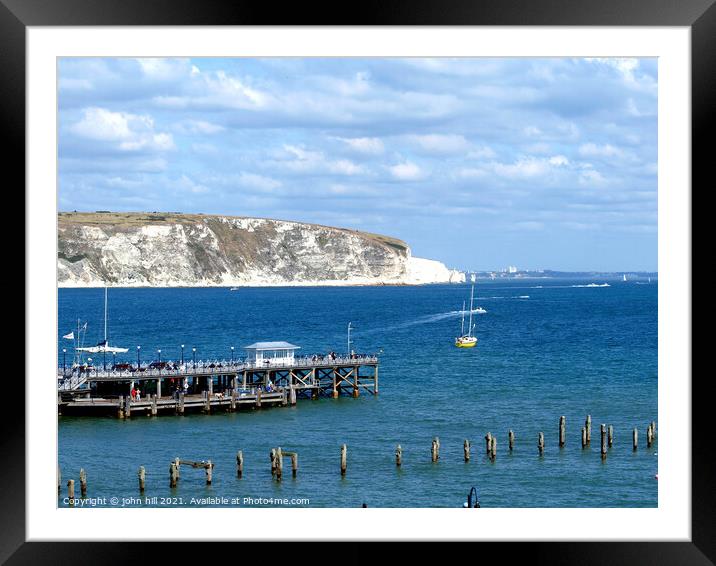 Old  & New piers at Swanage in Dorset. Framed Mounted Print by john hill