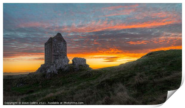 Smailholm Tower at dawn, Scottish Borders, UK Print by Dave Collins