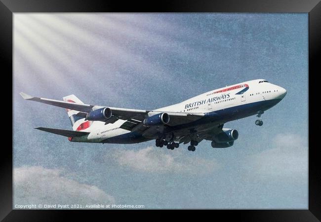 Boeing 747 Sun Shining  Framed Print by David Pyatt