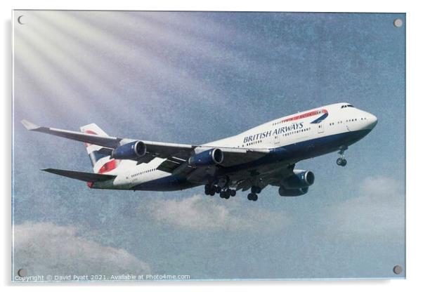 Boeing 747 Sun Shining  Acrylic by David Pyatt