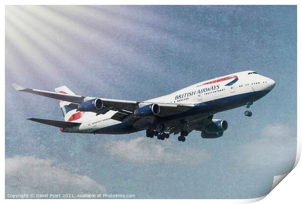 Boeing 747 Sun Shining  Print by David Pyatt
