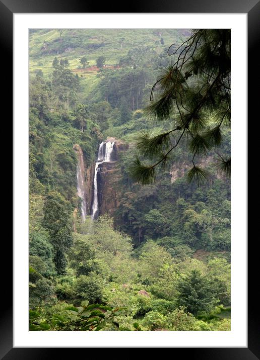 Rain forest waterfall Sri Lanka Framed Mounted Print by Ian Turnell