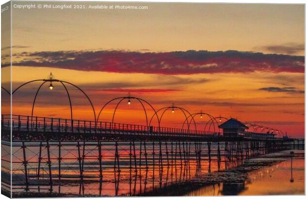 Southport Pier sunset  Canvas Print by Phil Longfoot