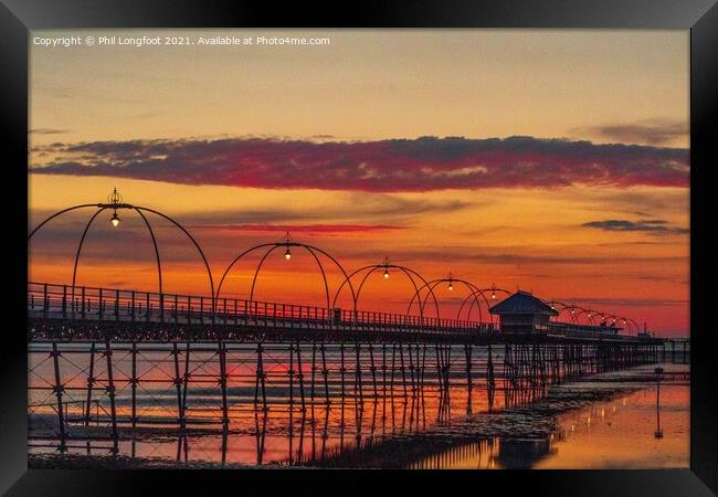 Southport Pier sunset  Framed Print by Phil Longfoot
