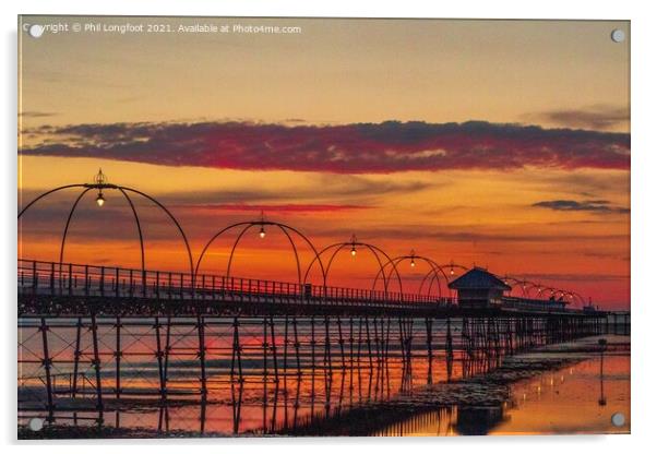 Southport Pier sunset  Acrylic by Phil Longfoot