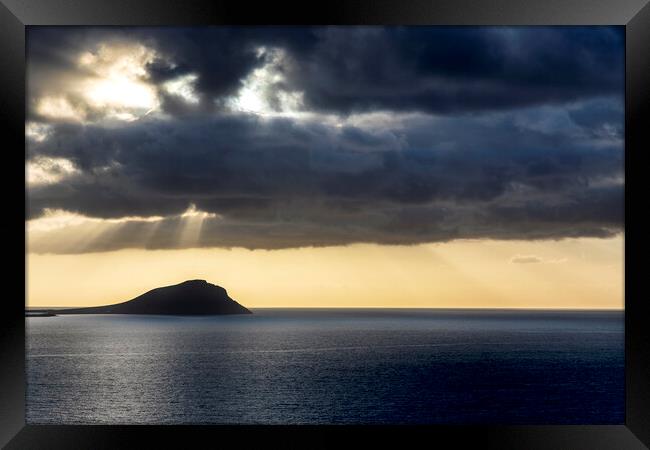 Rays of light over Montaña Roja, Tenerife Framed Print by Phil Crean