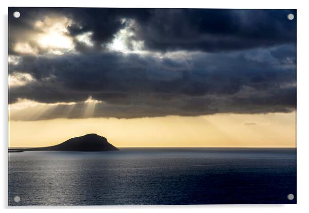 Rays of light over Montaña Roja, Tenerife Acrylic by Phil Crean
