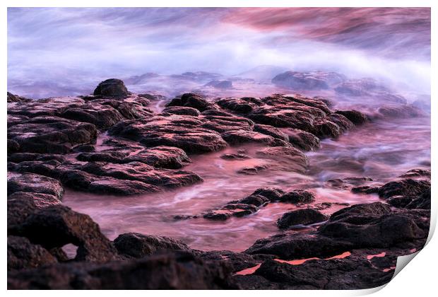 Volcanic rock and sea, Tenerife Print by Phil Crean