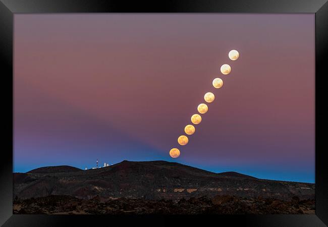 Full moon rising sequence Framed Print by Phil Crean