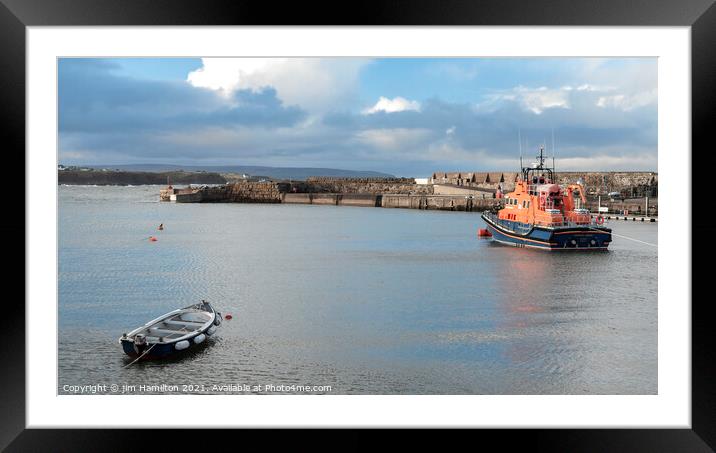 Portrush harbour and lifeboat. Framed Mounted Print by jim Hamilton
