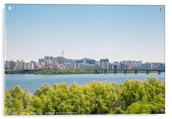 Seoul city and Han river Acrylic by Sanga Park