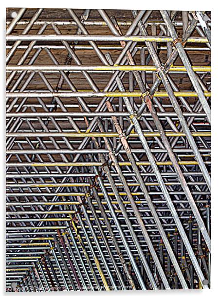 Scafold patterns like scaffolding in your mind.  Acrylic by Terry Senior