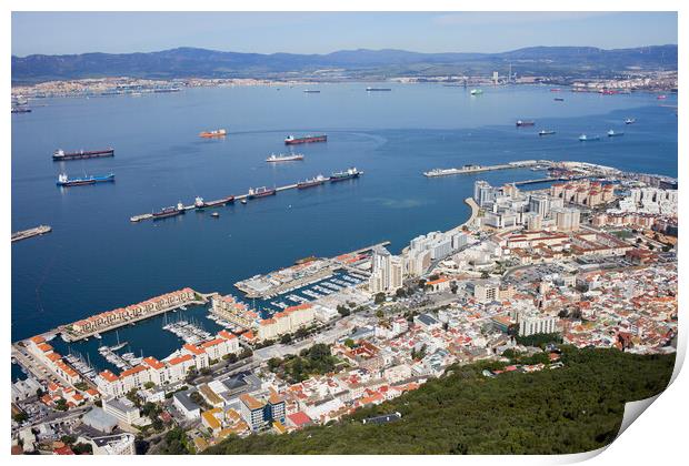 Gibraltar City and Bay Print by Artur Bogacki
