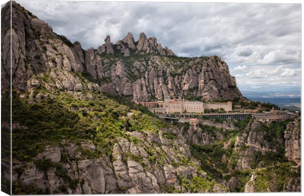 Montserrat Mountains and Monastery in Spain Canvas Print by Artur Bogacki