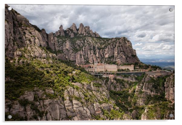 Montserrat Mountains and Monastery in Spain Acrylic by Artur Bogacki