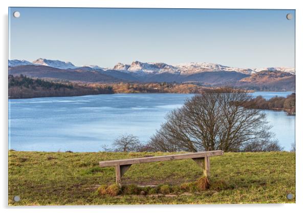 Resting place above Windermere Acrylic by Jonathon barnett