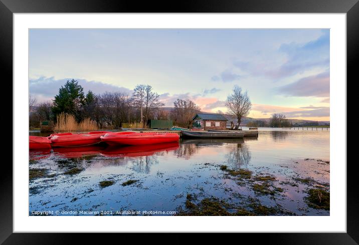 Boats on Llangorse Lake at Sunset Framed Mounted Print by Gordon Maclaren