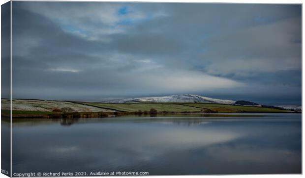 Snow on the hills in Yorkshire Dales Canvas Print by Richard Perks