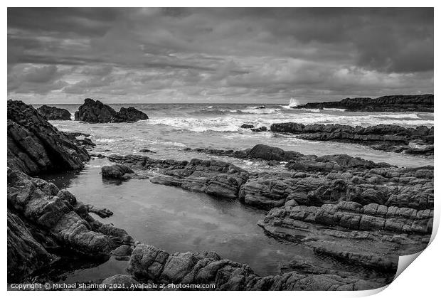 Rock Formations on Bude beach. Print by Michael Shannon