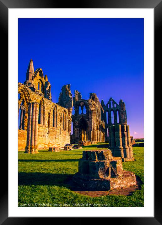 Sunlit Whitby Abbey, North Yorkshire Framed Mounted Print by Michael Shannon