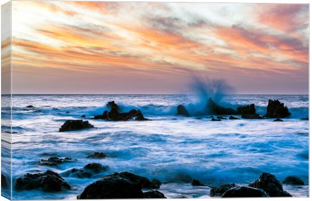 Orange sky and blue sea just after sunset, Tenerife Canvas Print by Phil Crean
