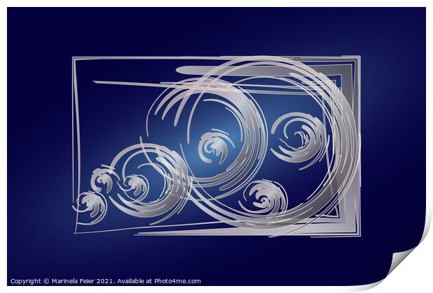 Scattered Fibonacci circles Print by Marinela Feier