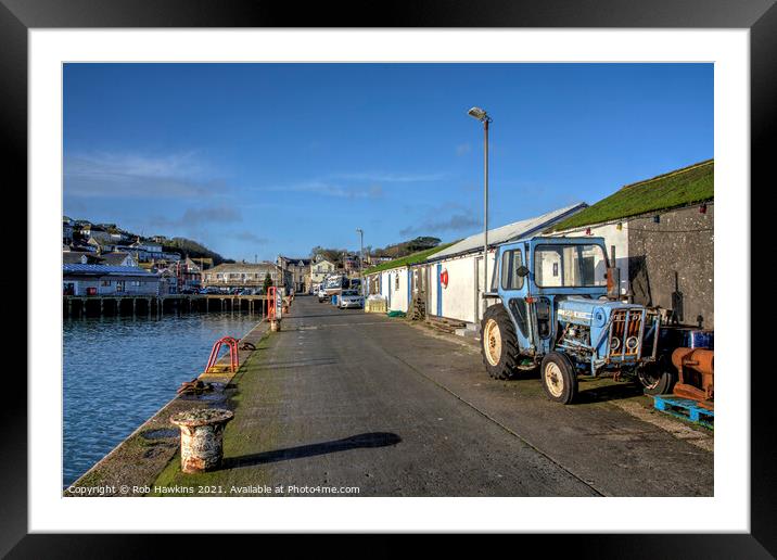  Newlyn Harbour Tractor                      Framed Mounted Print by Rob Hawkins