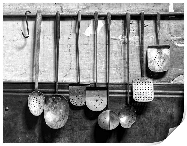 Old fashioned kitchen utensils Print by Graham Moore