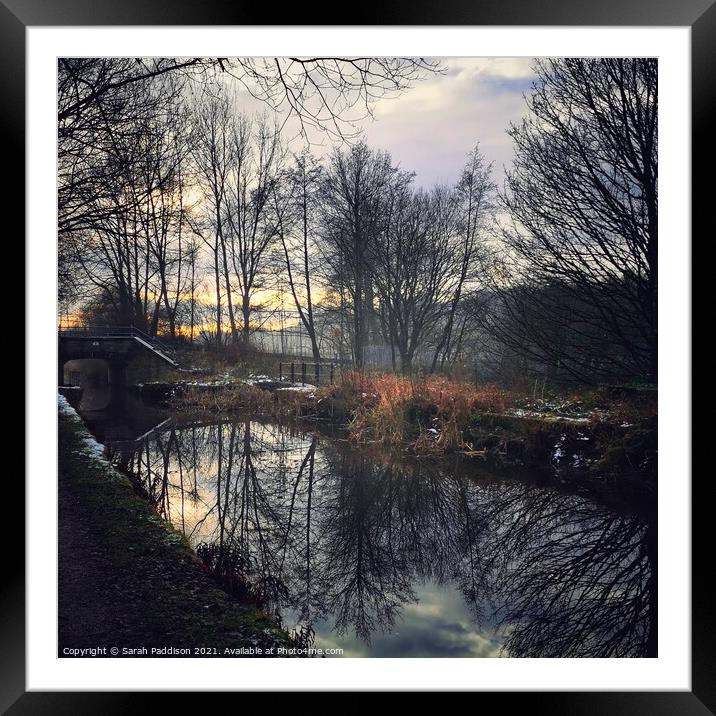 Winter Refection in the canal Framed Mounted Print by Sarah Paddison