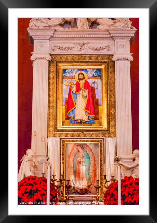 Old Basilica Guadalupe Altar Mexico City Mexico Framed Mounted Print by William Perry