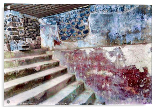 Ancient Apartments with Murals Indian Ruins Teotihuacan Mexico C Acrylic by William Perry
