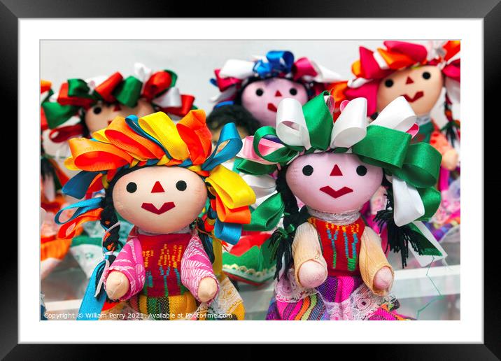 Colorful Lupita Dolls Mexico City Mexico Framed Mounted Print by William Perry