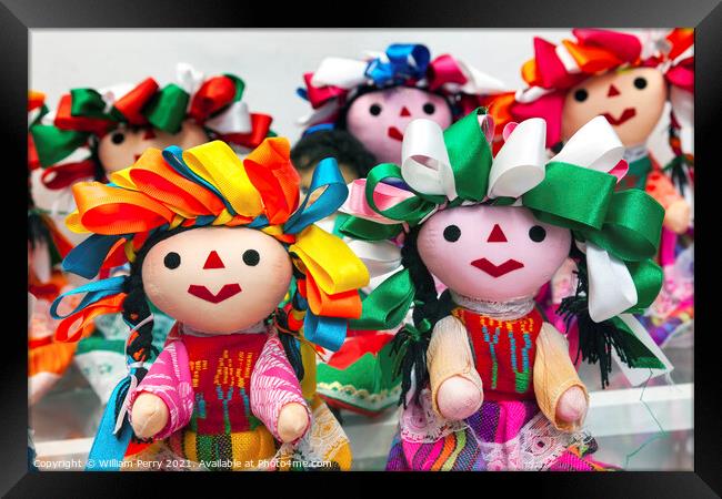 Colorful Lupita Dolls Mexico City Mexico Framed Print by William Perry