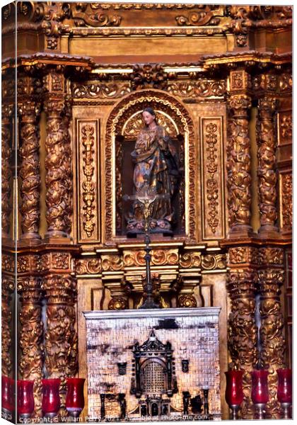 Small Chapel Altar Old Basilica Guadalupe Shrine Mexico City Mex Canvas Print by William Perry