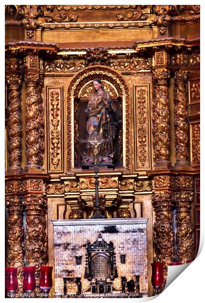 Small Chapel Altar Old Basilica Guadalupe Shrine Mexico City Mex Print by William Perry