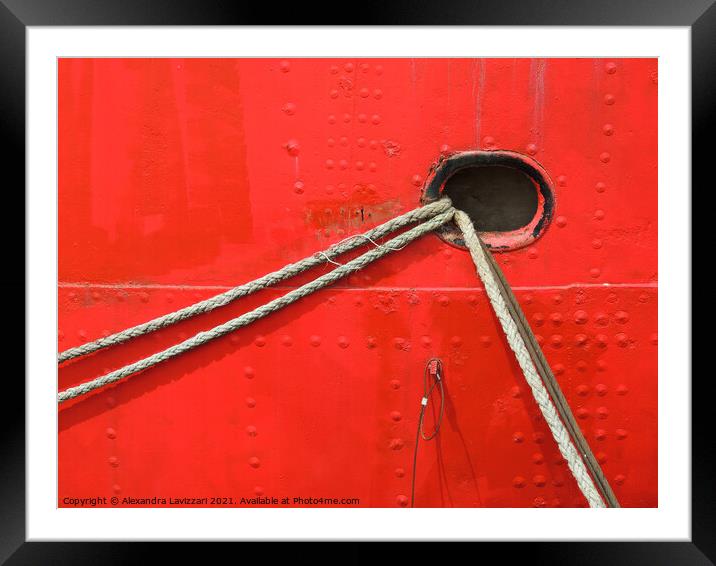 Red Ship Abstract Framed Mounted Print by Alexandra Lavizzari