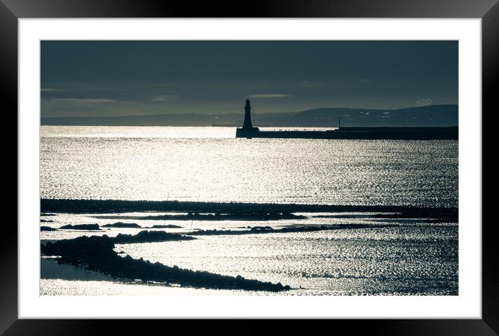 Roker Lighthouse in Liquid Metal Framed Mounted Print by Gary Clarricoates