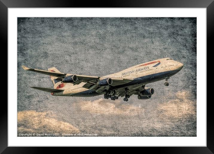 British Airways Boeing 747 Weathered Metal     Framed Mounted Print by David Pyatt