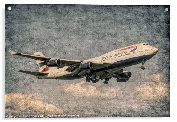 British Airways Boeing 747 Weathered Metal     Acrylic by David Pyatt
