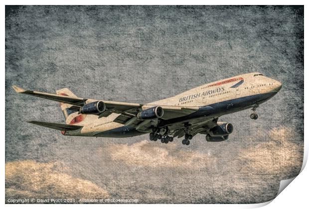 British Airways Boeing 747 Weathered Metal     Print by David Pyatt