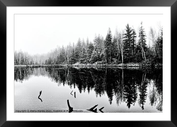 Beaver Pond in Winter Framed Mounted Print by Elaine Manley