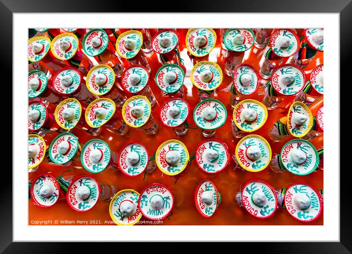 Colorful Mexican Souvenir Hats Shot Glasses Mexico City Mexico Framed Mounted Print by William Perry