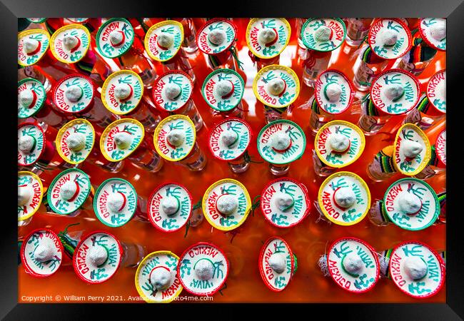 Colorful Mexican Souvenir Hats Shot Glasses Mexico City Mexico Framed Print by William Perry